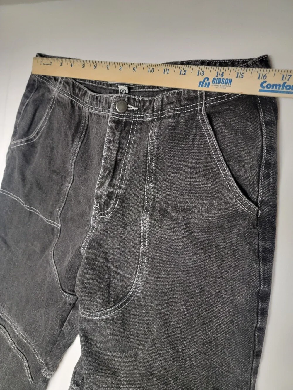 PTCL Moto Pop Stitch High Waist Straight Leg Baggy Jeans Black Rinse